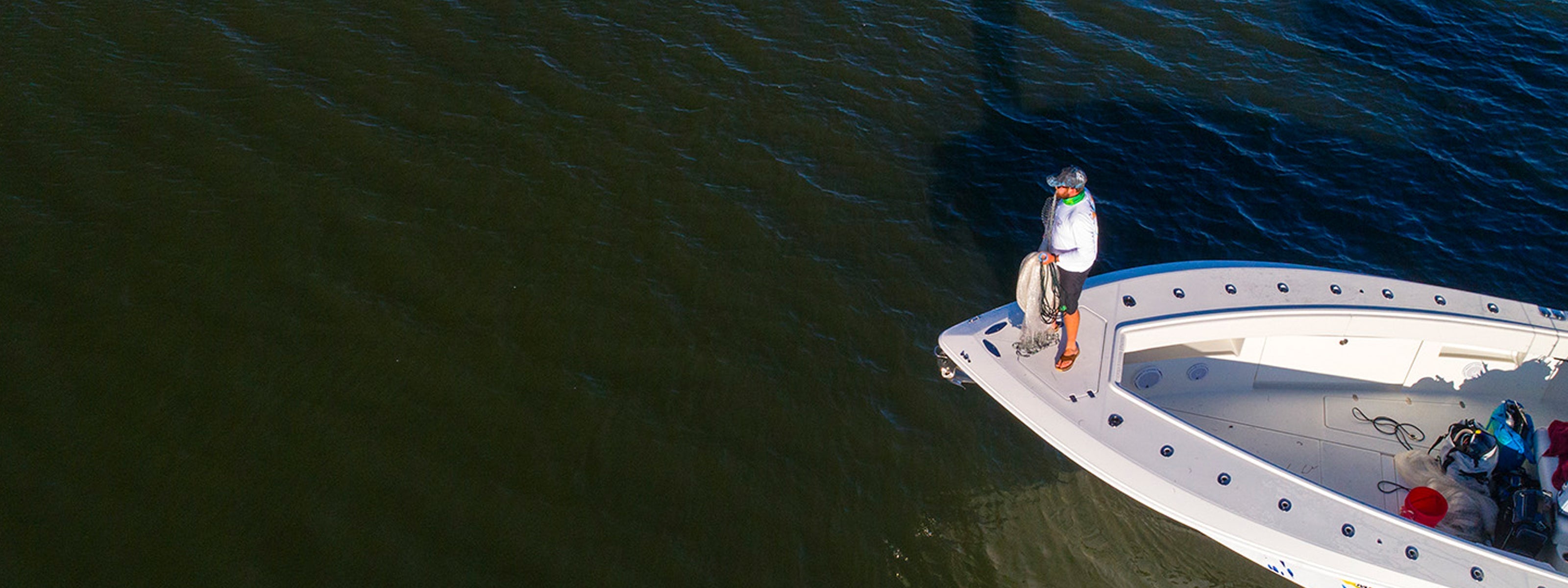 Aerial shot of fisherman