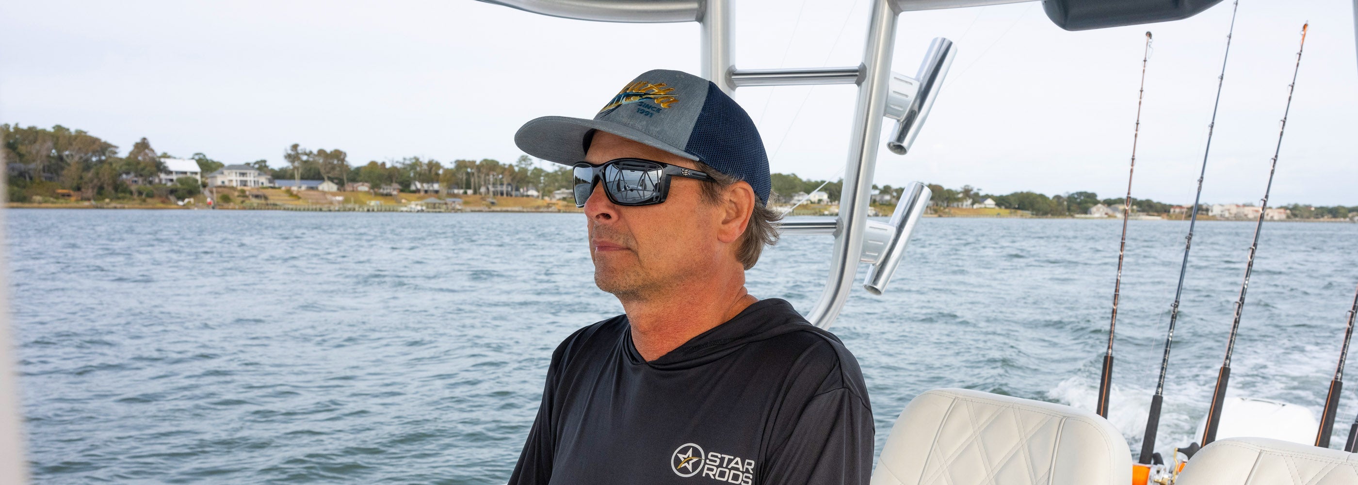 Man wearing Calcutta sunglasses and hat