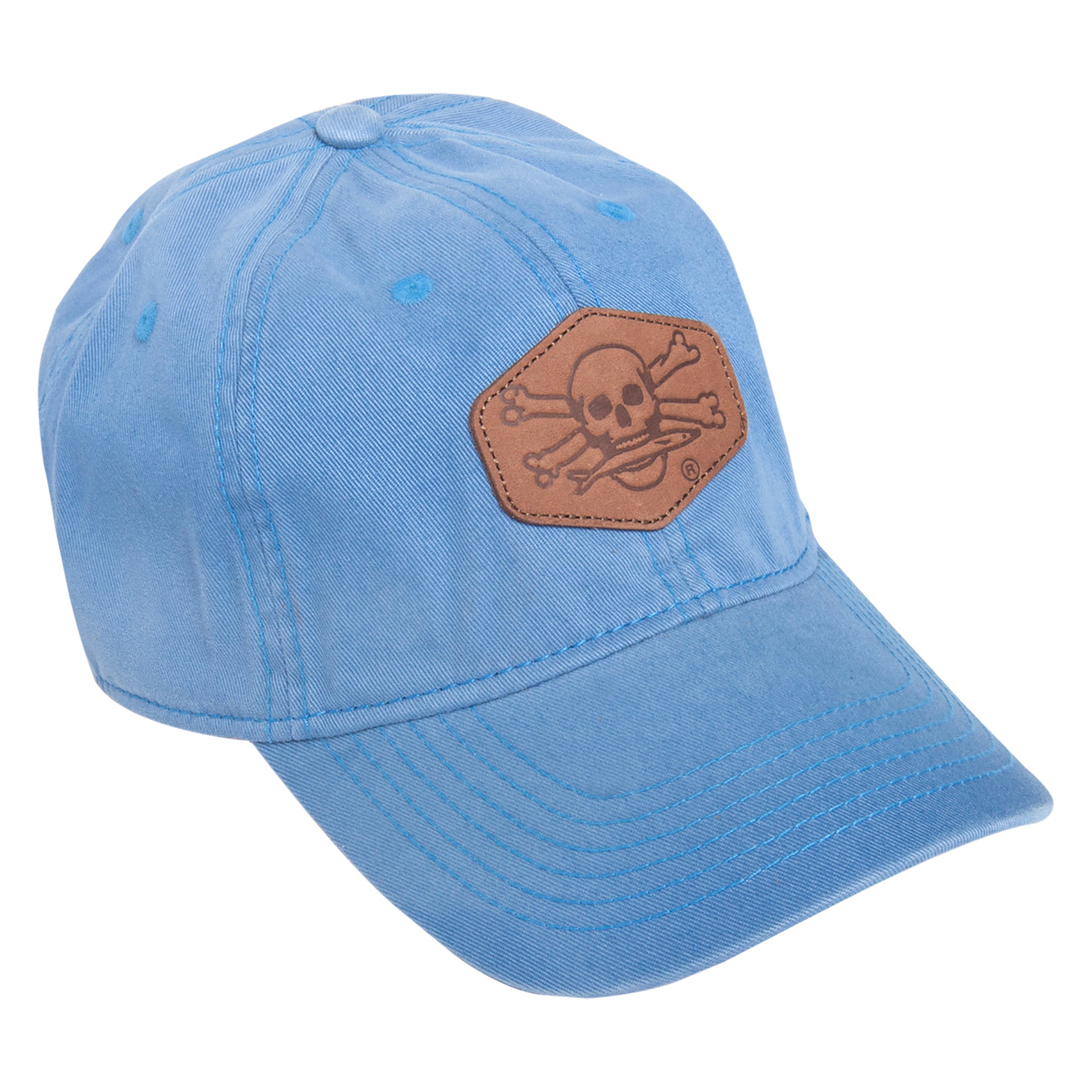 Blue Calcutta hat with leather patch