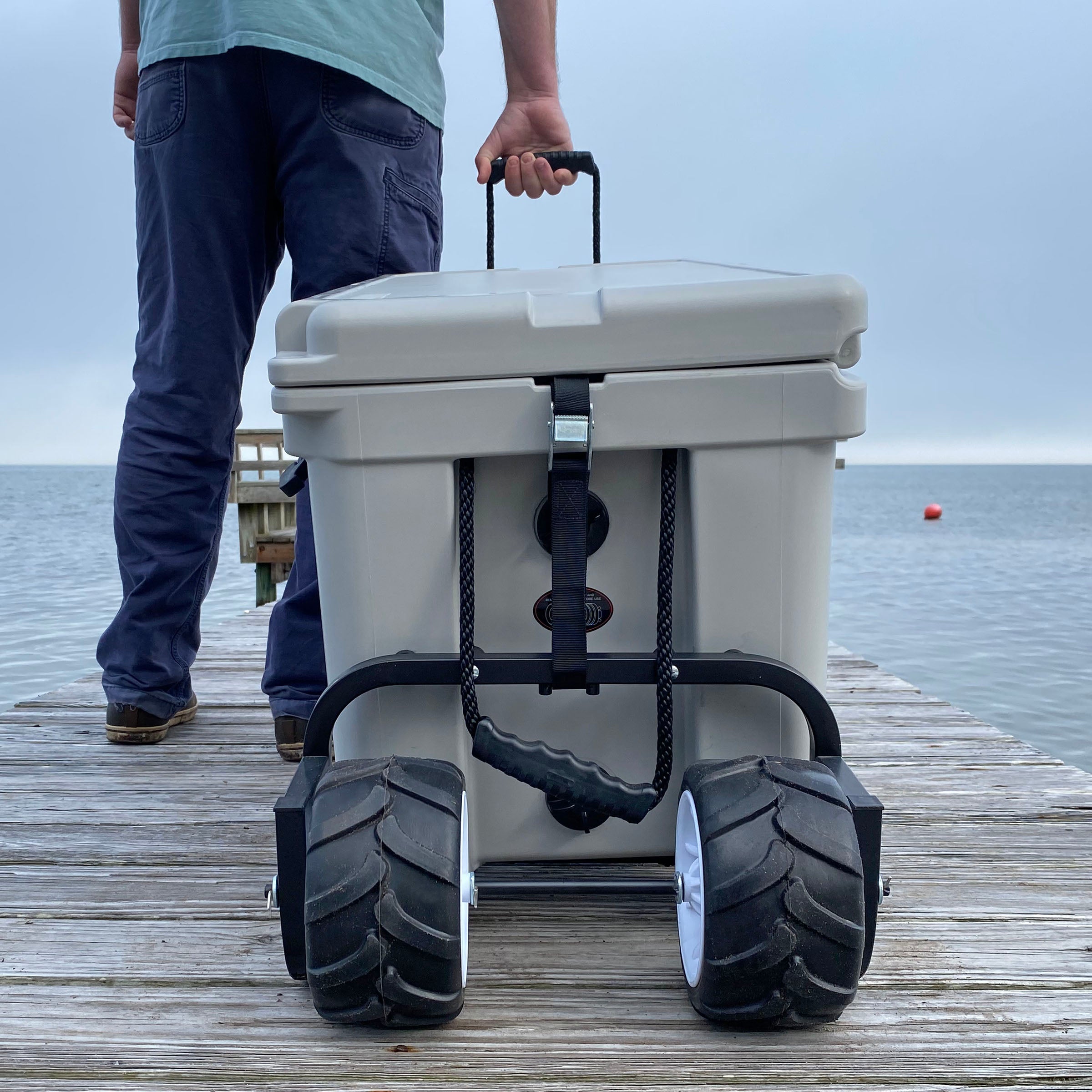 Calcutta cooler cart wheel kit on dock