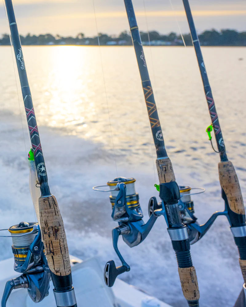 star Rods inshore fishing rods on a boat