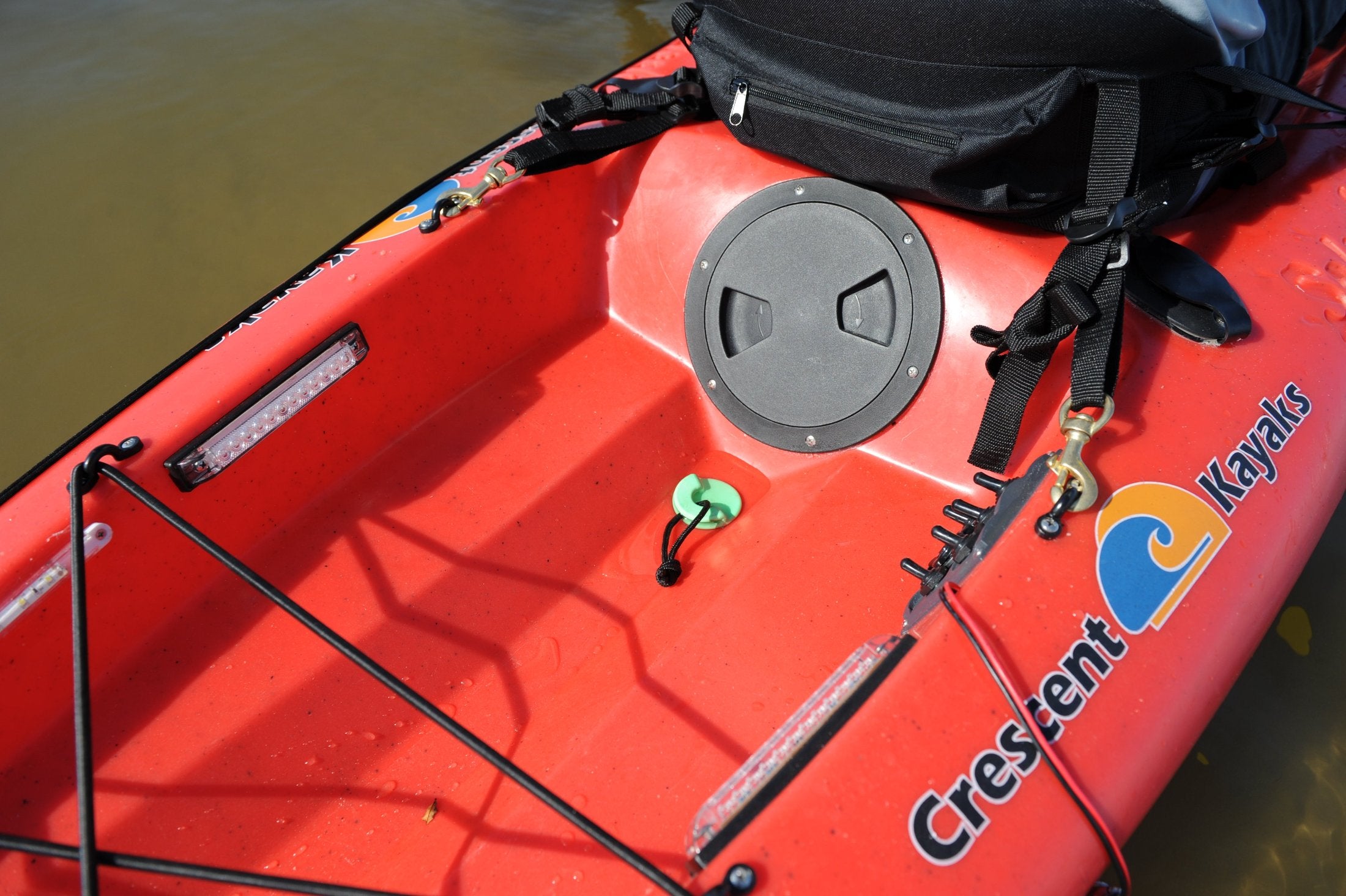Kayak deck plate installed