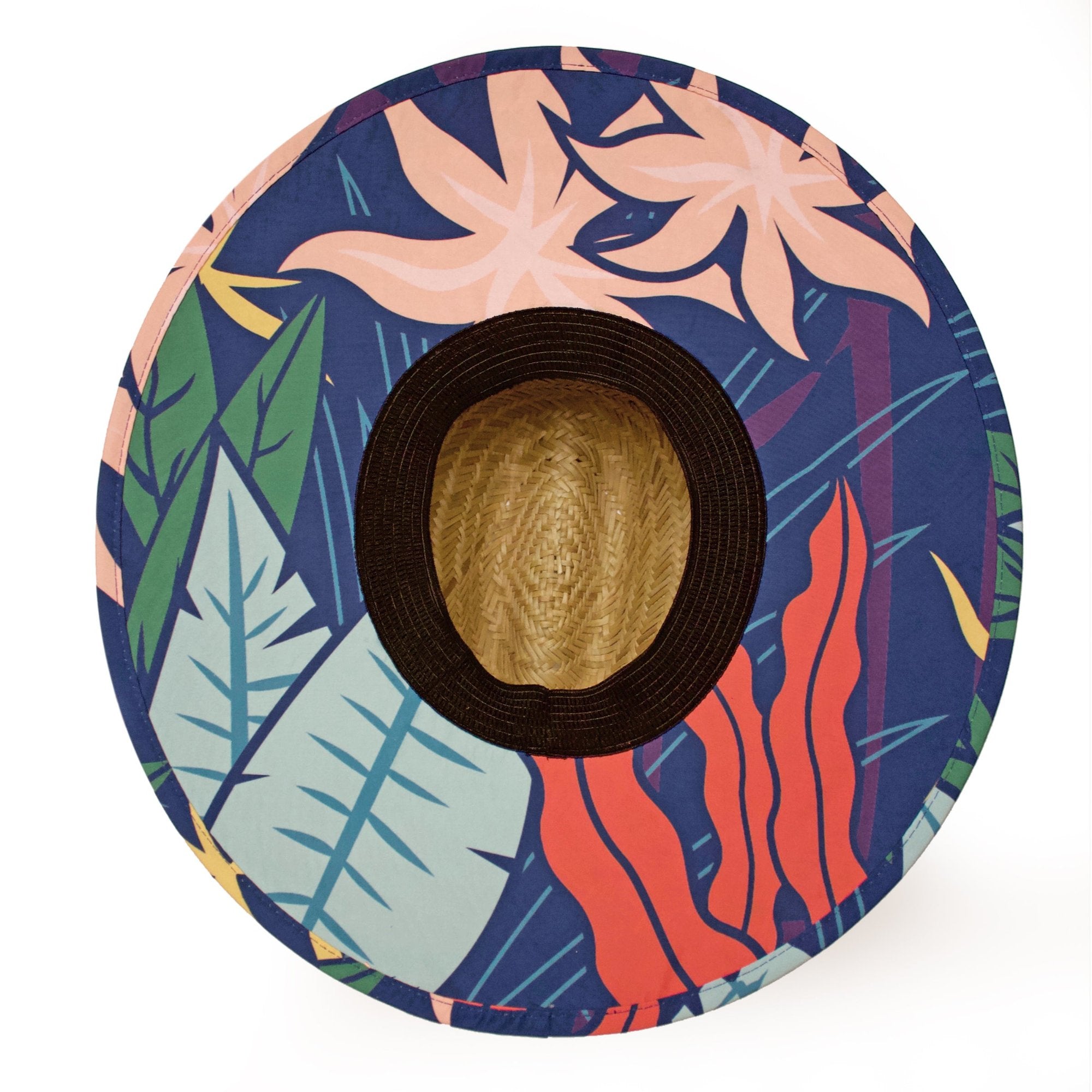 Youth straw hat with tropical print