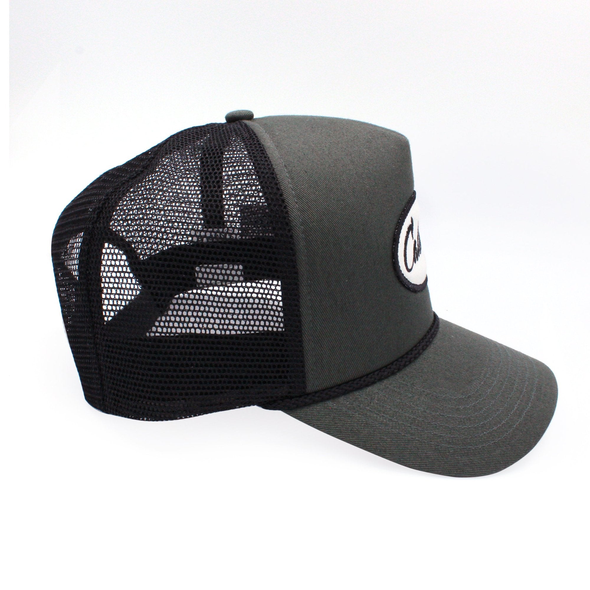 Classic Trucker Fishing Hat with Calcutta Patch gray side