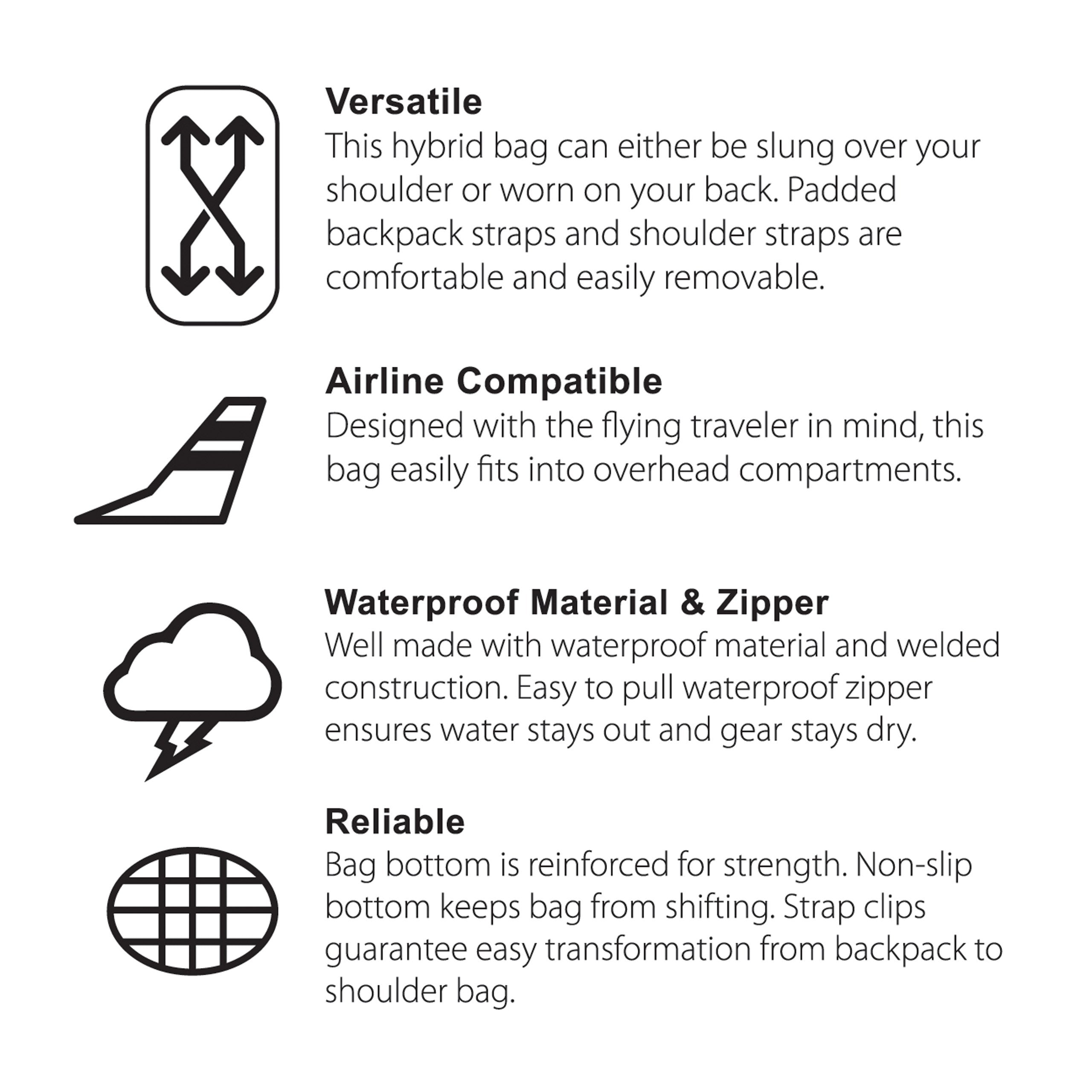 Calcutta waterproof duffle backpack features