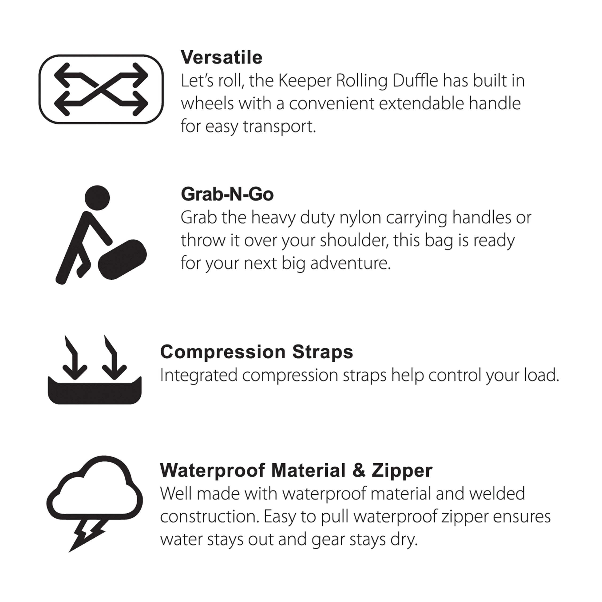 Calcutta waterproof duffle bag features