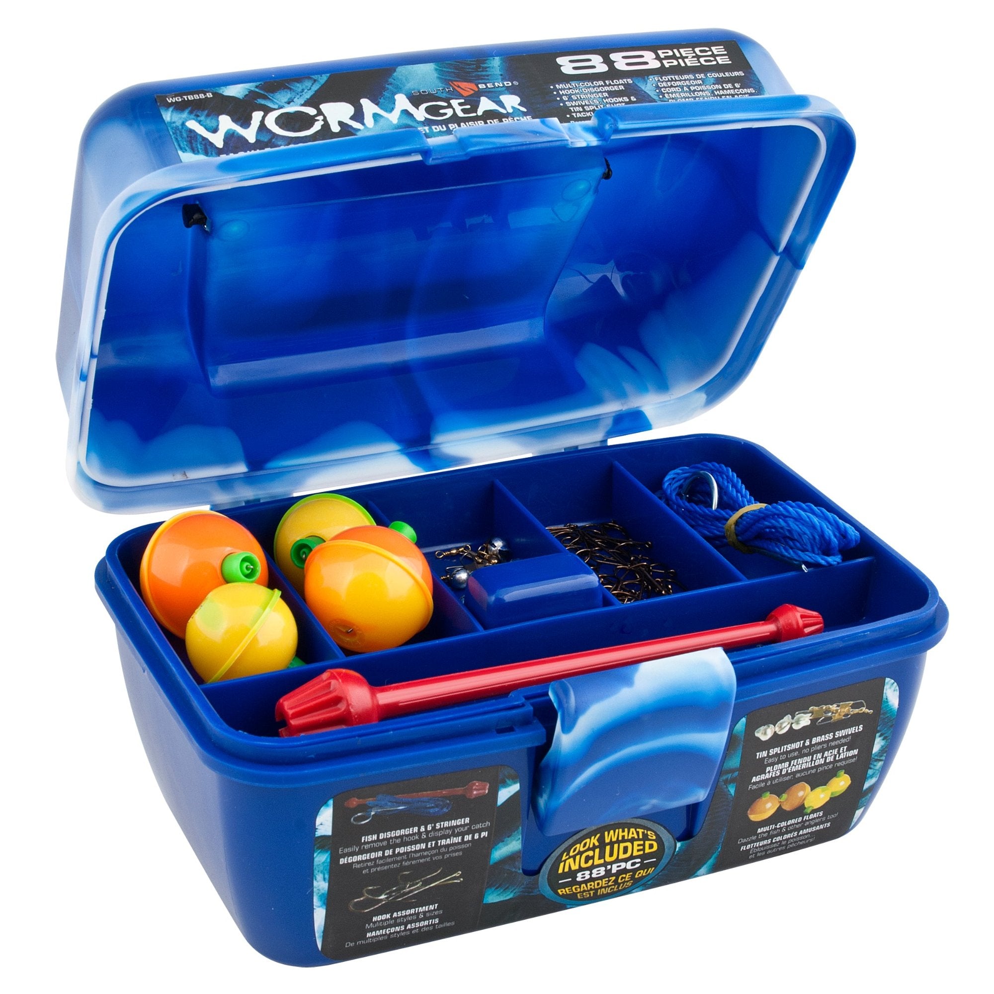 Worm Gear 88 Piece blue tackle box kit