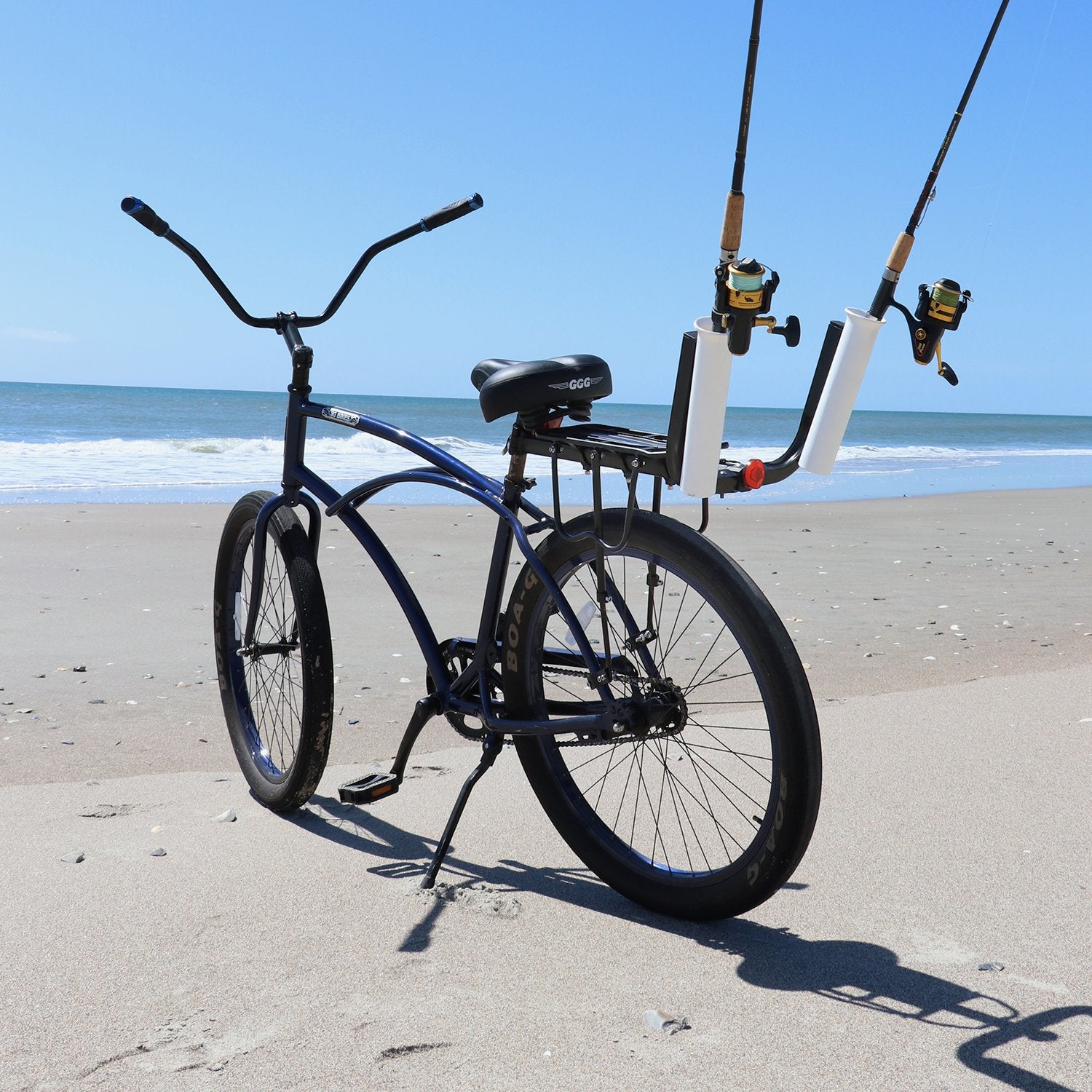 Sea Striker fishing rod bike mount fishing rod holder at beach