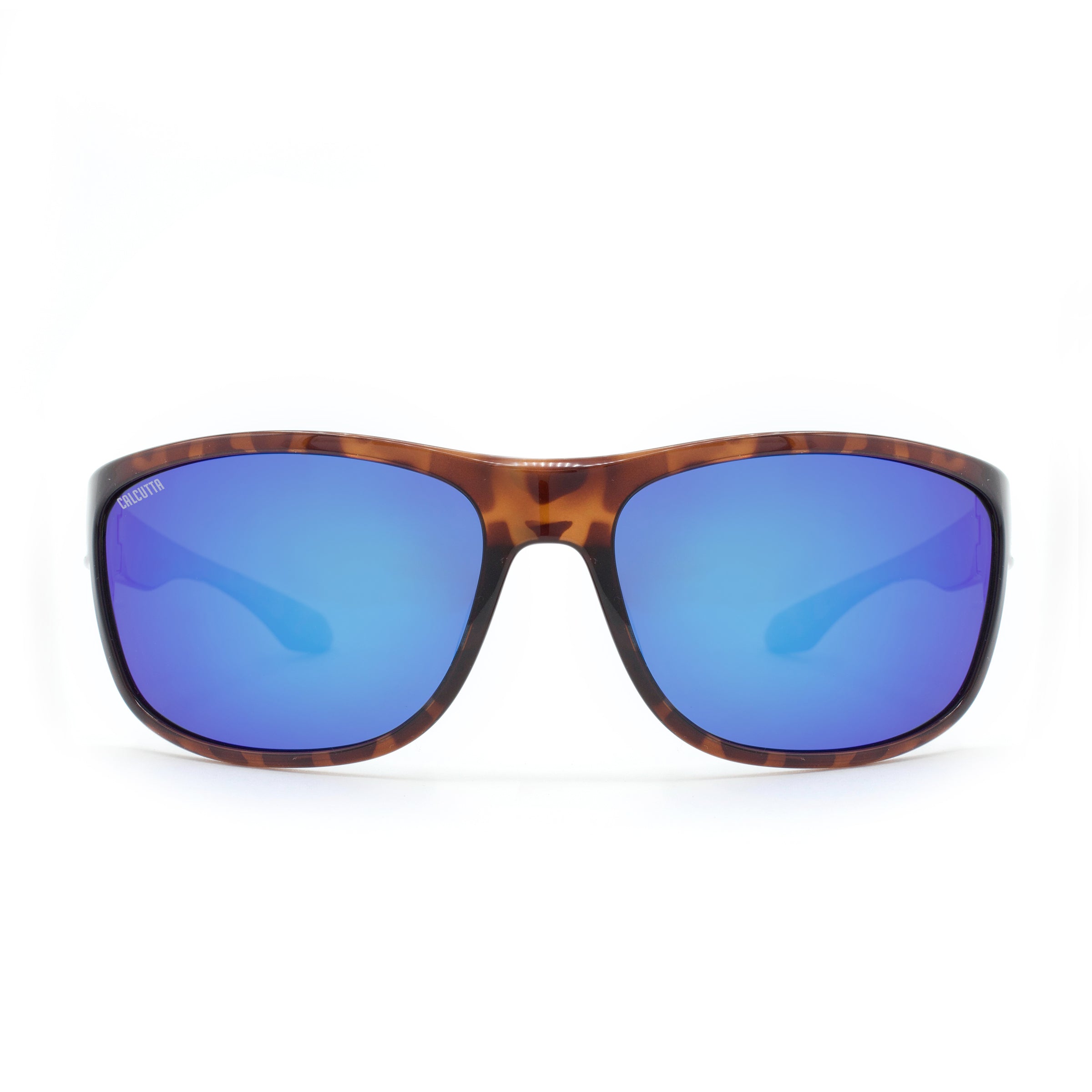 Calcutta Cross sunglasses tortoise frame blue mirror lens front