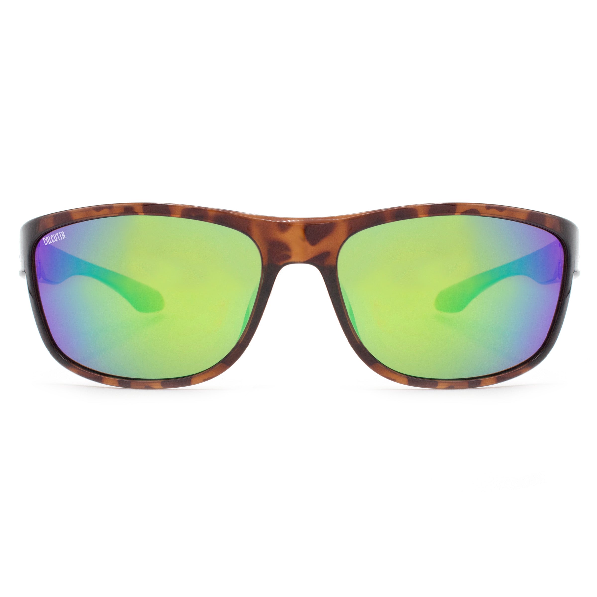 Calcutta Cross sunglasses tortoise frame green mirror lens front