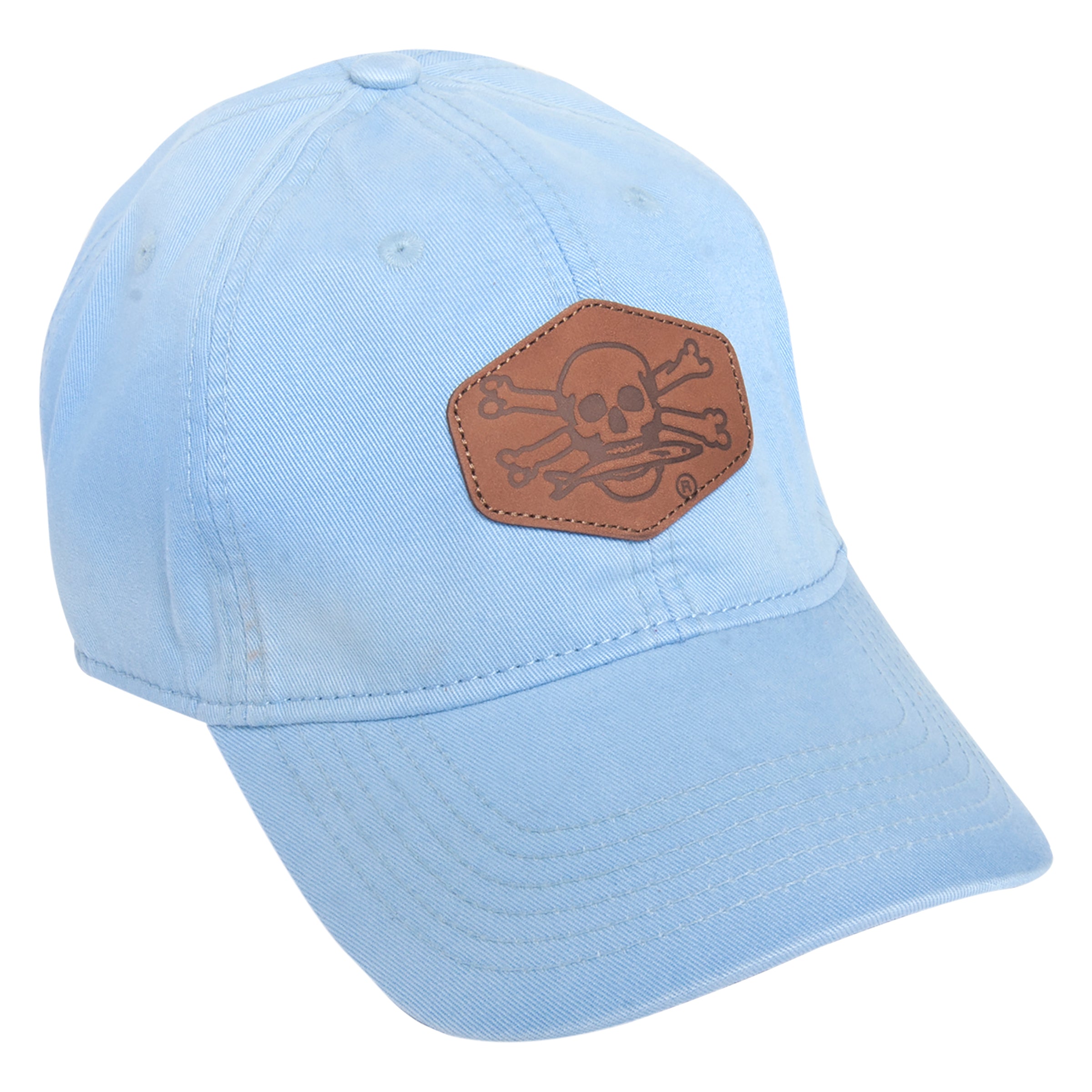 Light blue Calcutta hat with leather patch