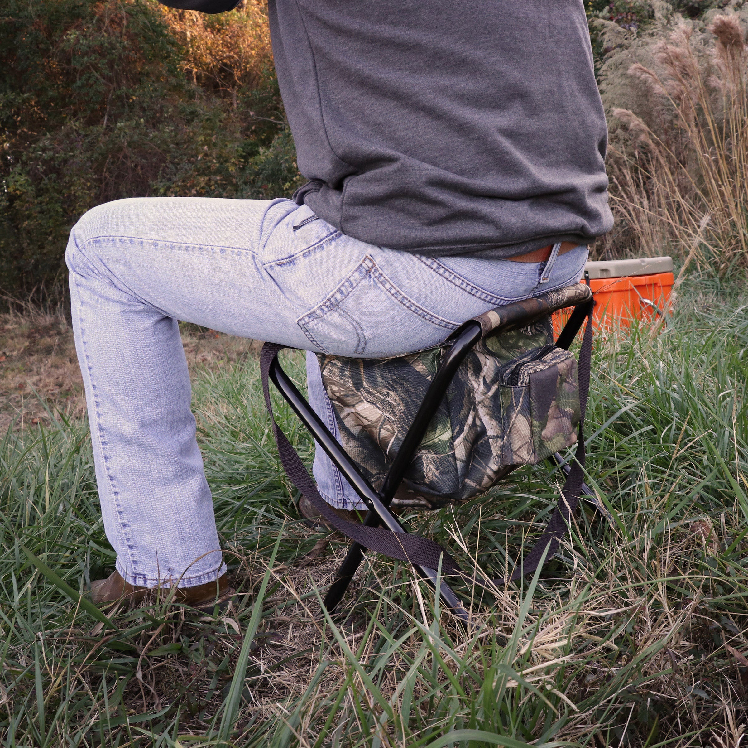 HQ Outfitters folding stool in the field