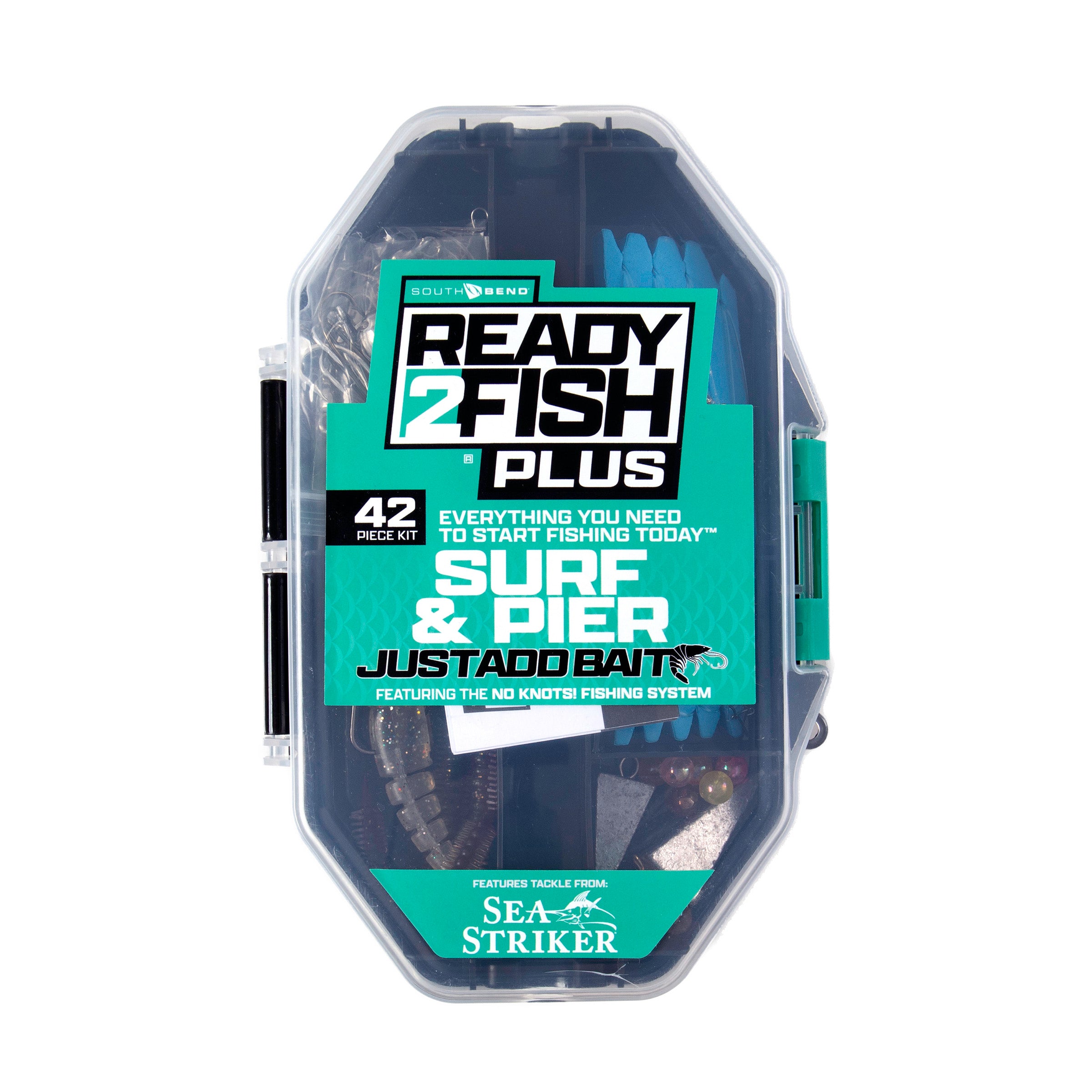 Ready2Fish Plus surf and pier rod and reel spinning combo tackle kit box