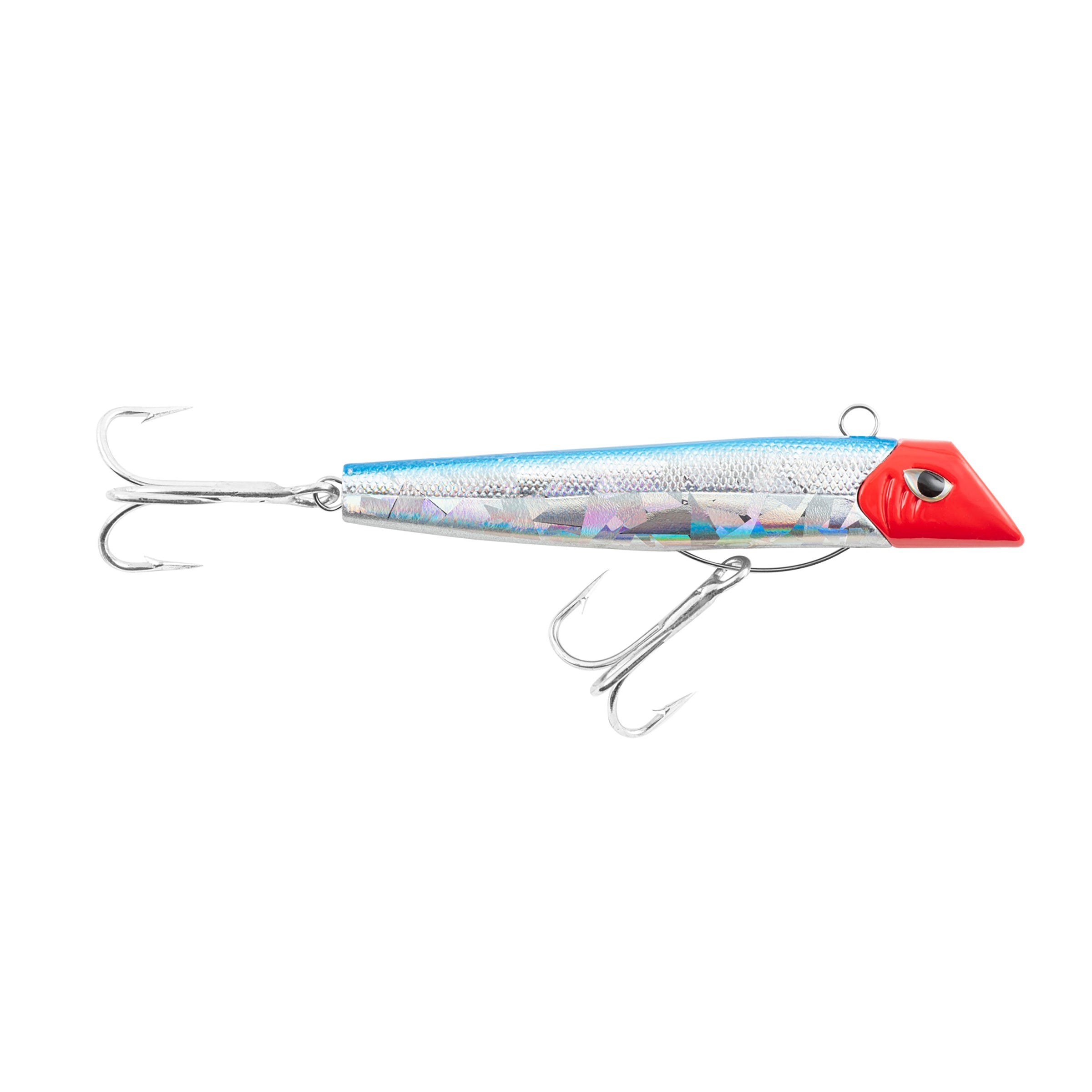 Got-cha Pro lure silver foil blue back red head