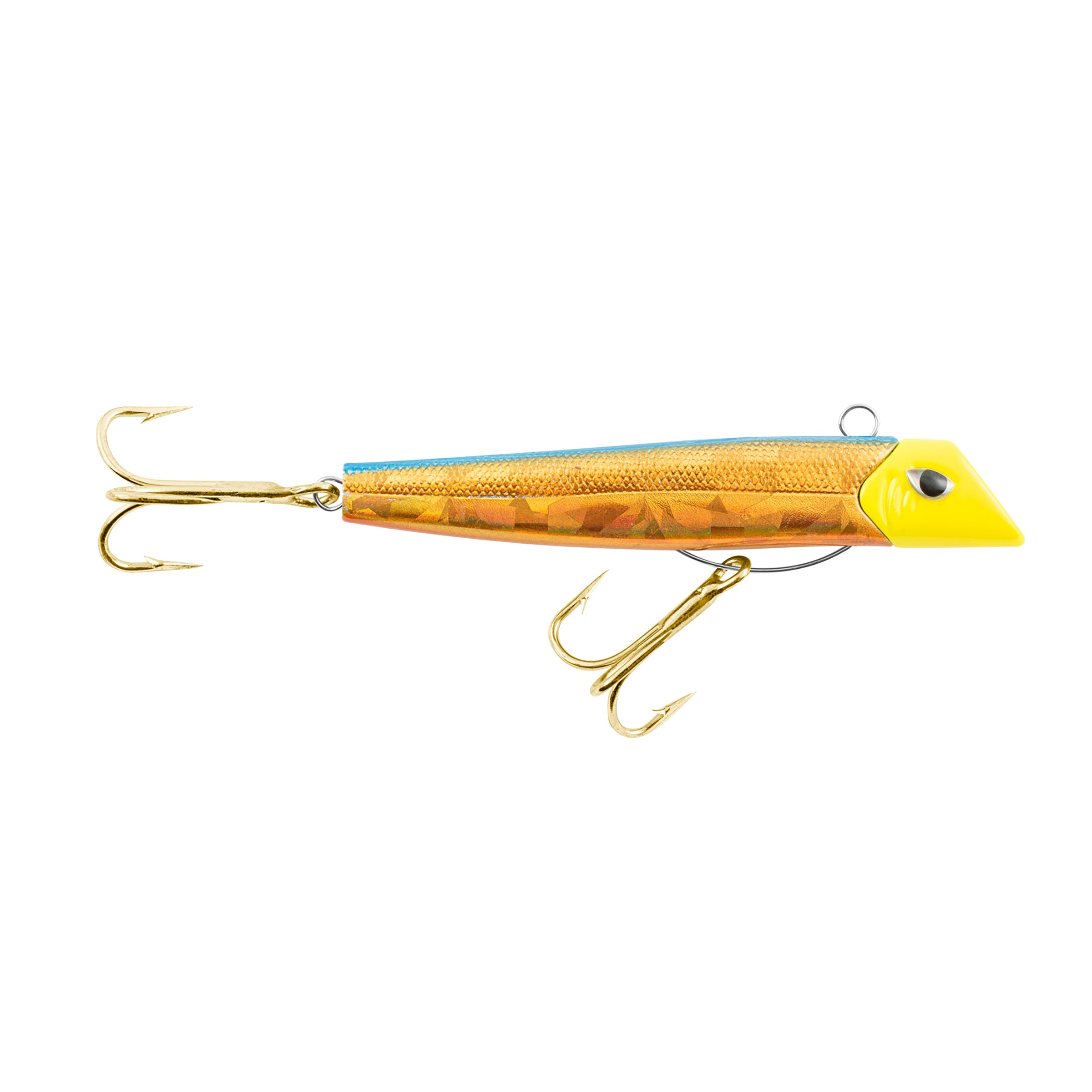 Got-cha Pro lure gold hook gold foil blue back chartreuse head