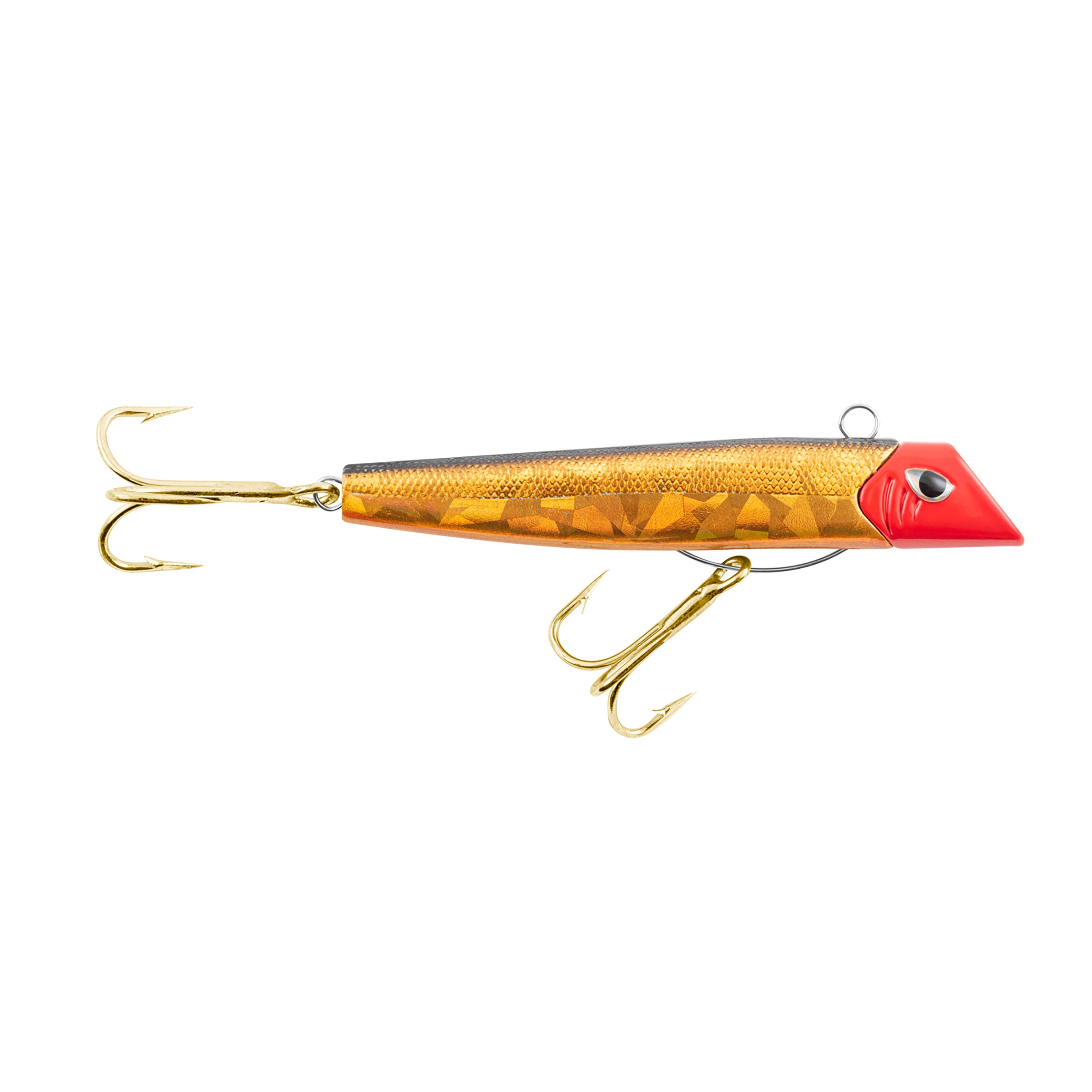 Got-cha Pro lure gold hook gold foil black back red head