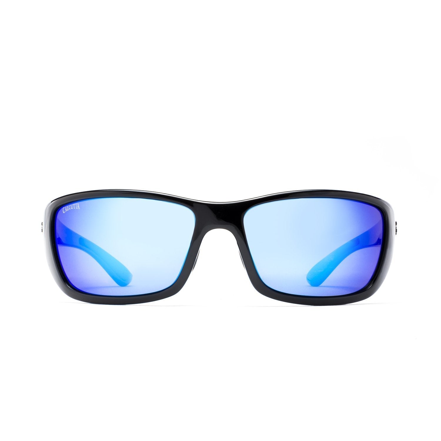 Calcutta Boca sunglasses black frame blue mirror lens front