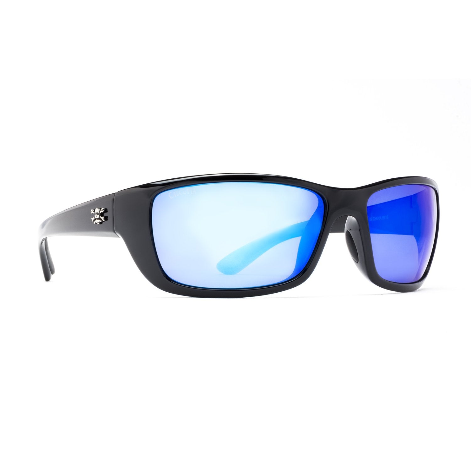 Calcutta Boca sunglasses black frame blue mirror lens