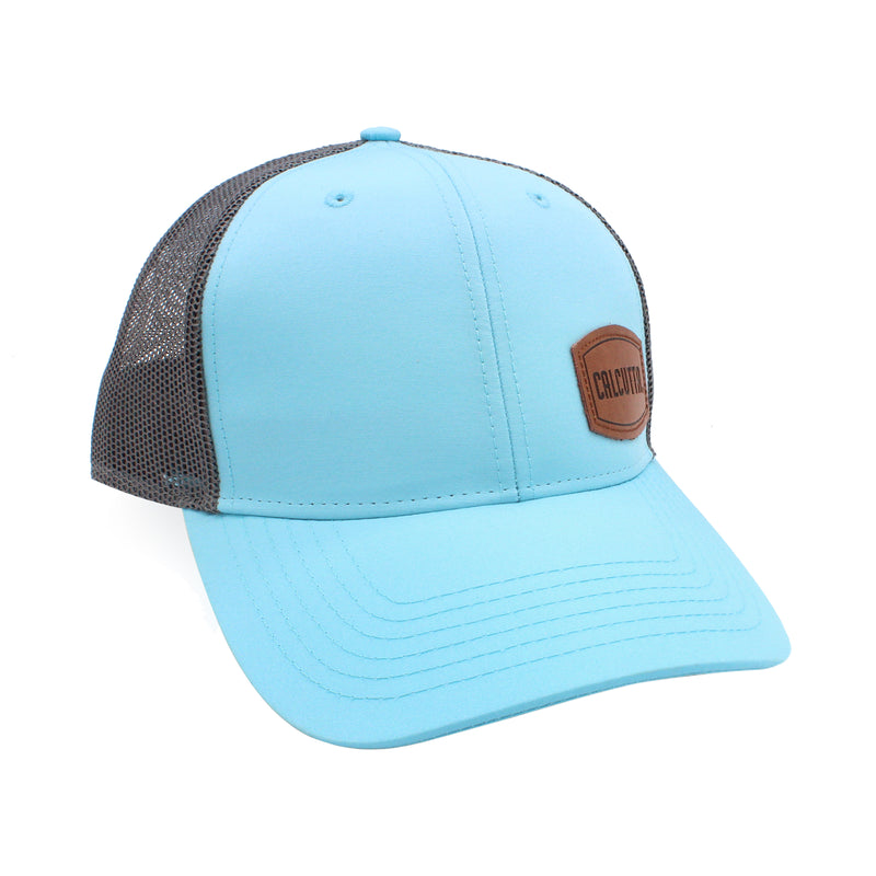 Calcutta Blue Fishing Hat with Leather Patch
