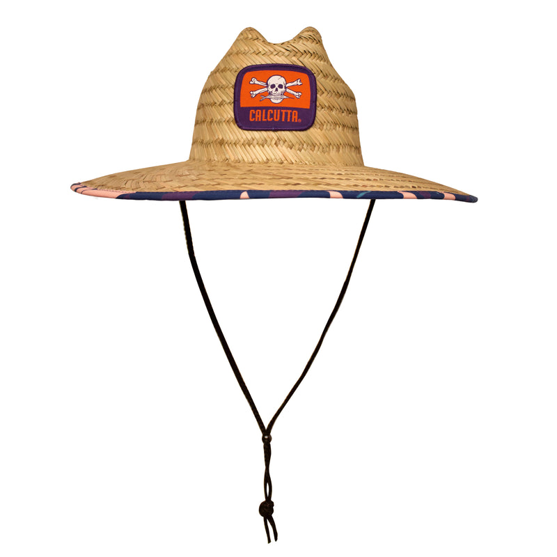 Kids Straw Hat with Colorful Under Brim and Calcutta Patch