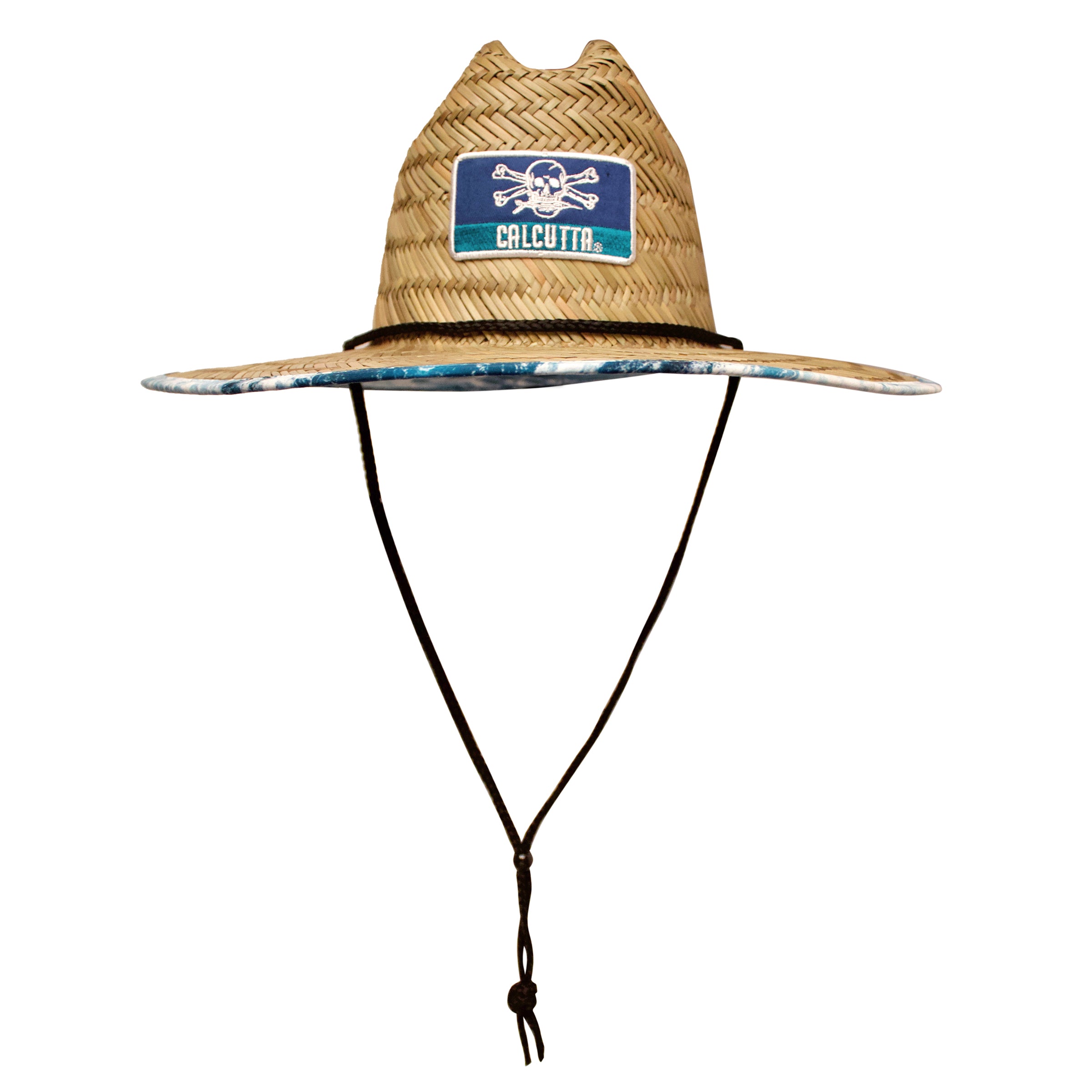 Straw Fishing Hat with Calcutta Patch and Water Camo Pattern