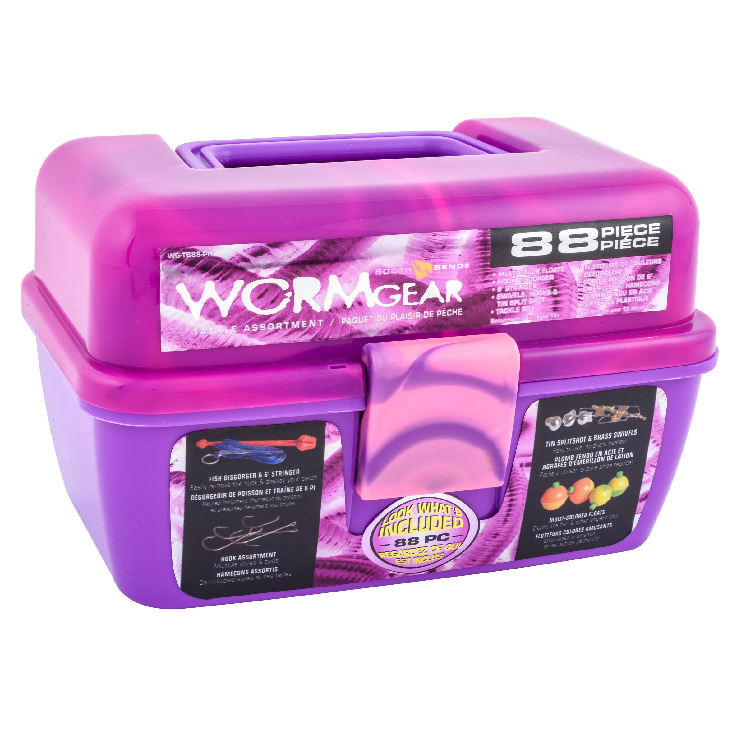 South Bend® Worm Gear Loaded Tackle Box Kit - Pink, 88 pc - Jay C