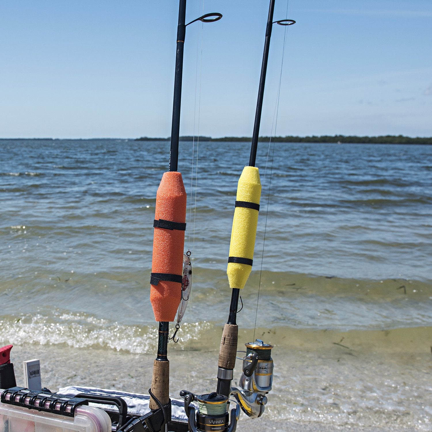 Propel Paddle Gear fishing rod floats on fishing rods