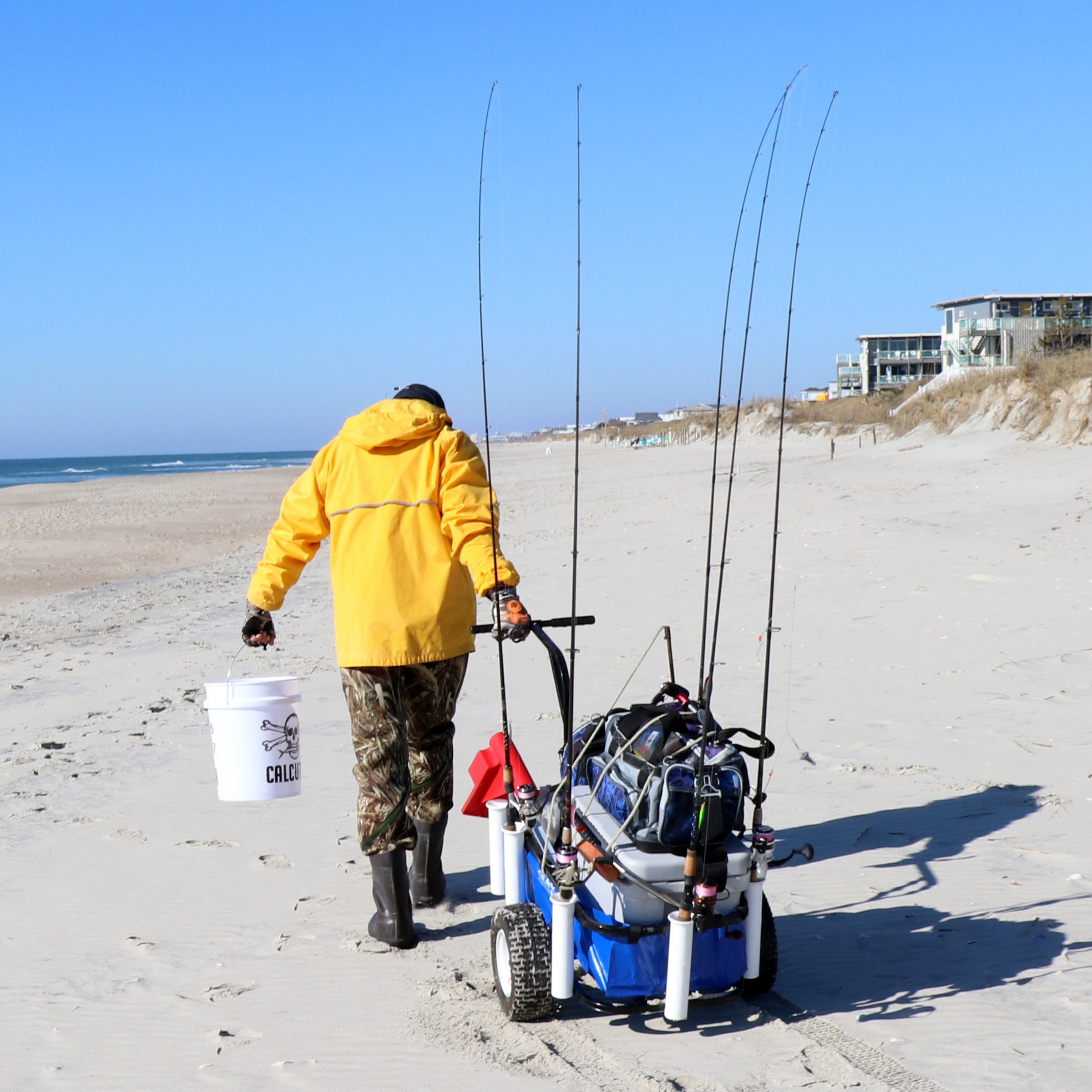 Beach Runner Fishing Cart Cooler Trolley Wagon Durable PVC Rod