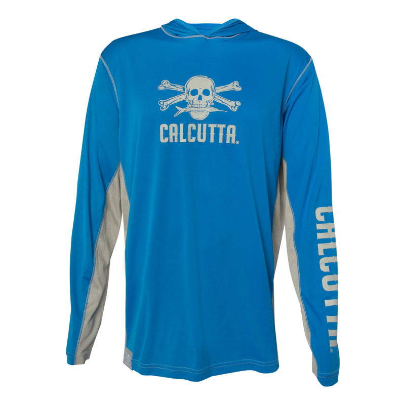 Blue performance fishing shirt hoodie