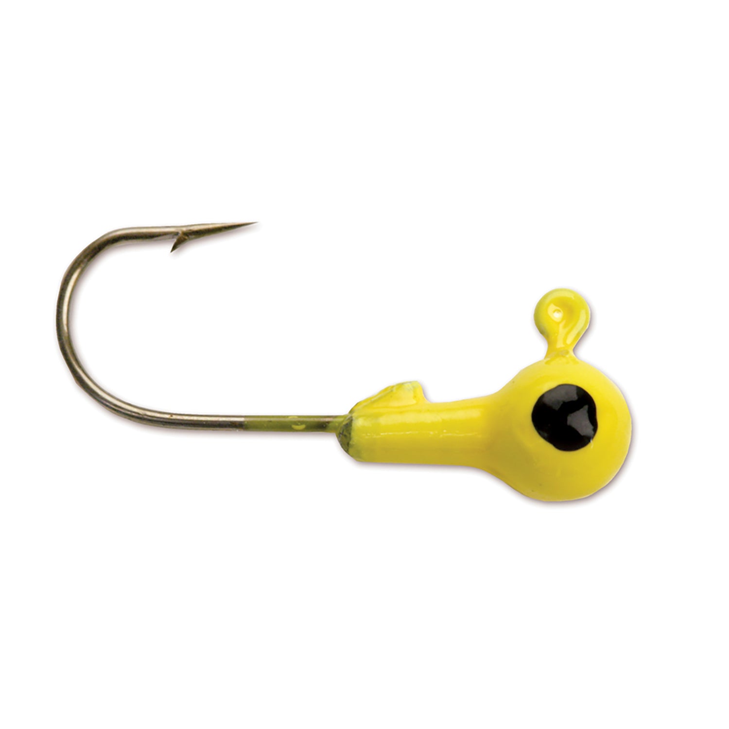 Round Head Jig Head with Eyes 1/32oz Size 6 Gold Hook - Yellow