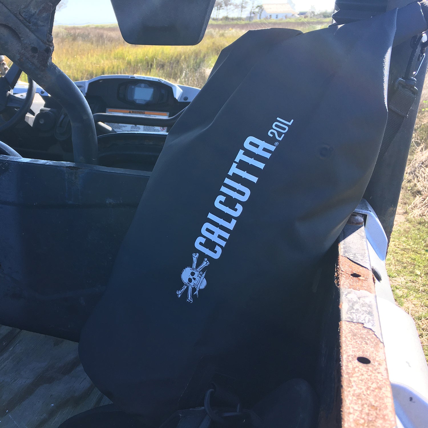 Calcutta 20L dry bag in four wheeler