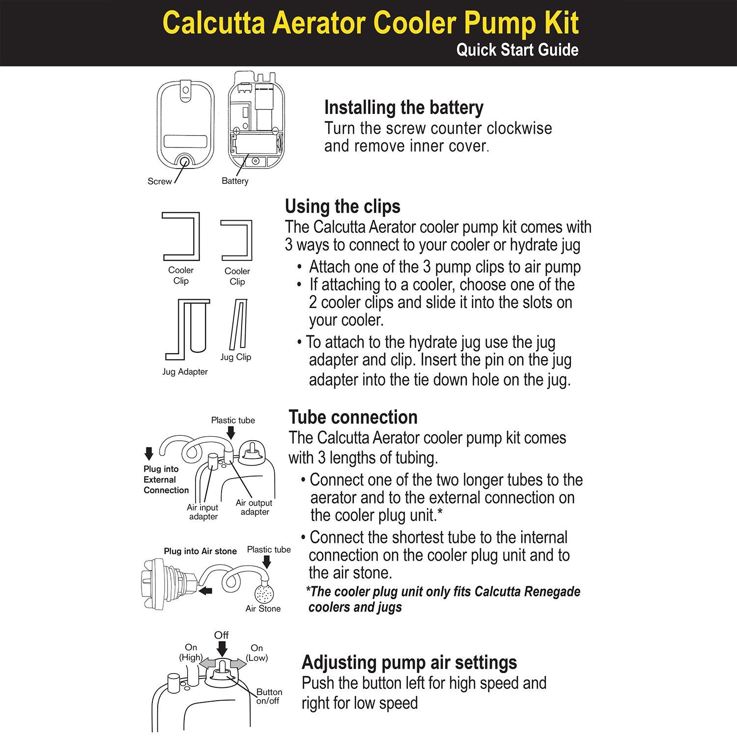 Calcutta aerator cooler pump kit instructions