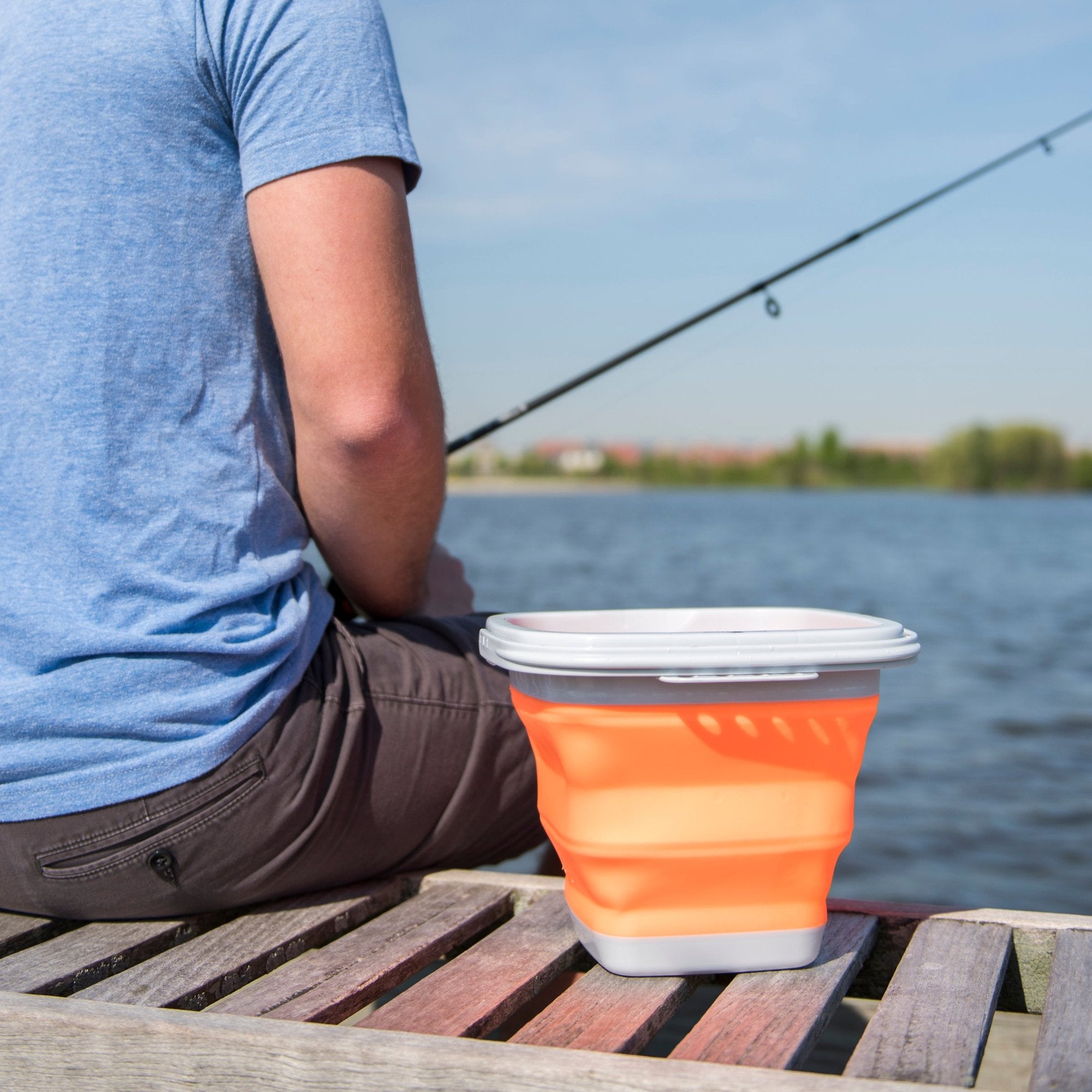 South Bend collapsible bucket on dock