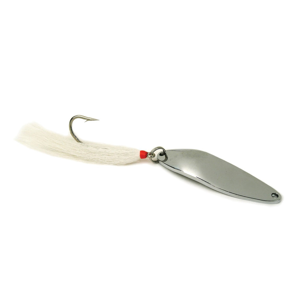bulk fishing spoons no hooks Nickel Plated Casting Spoons with Single Hook and Bucktail