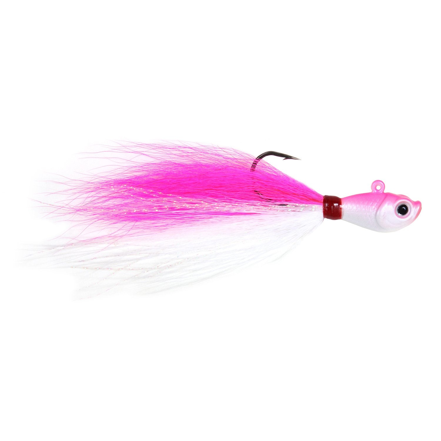 Sea Striker bucktail fishing jig pink and white