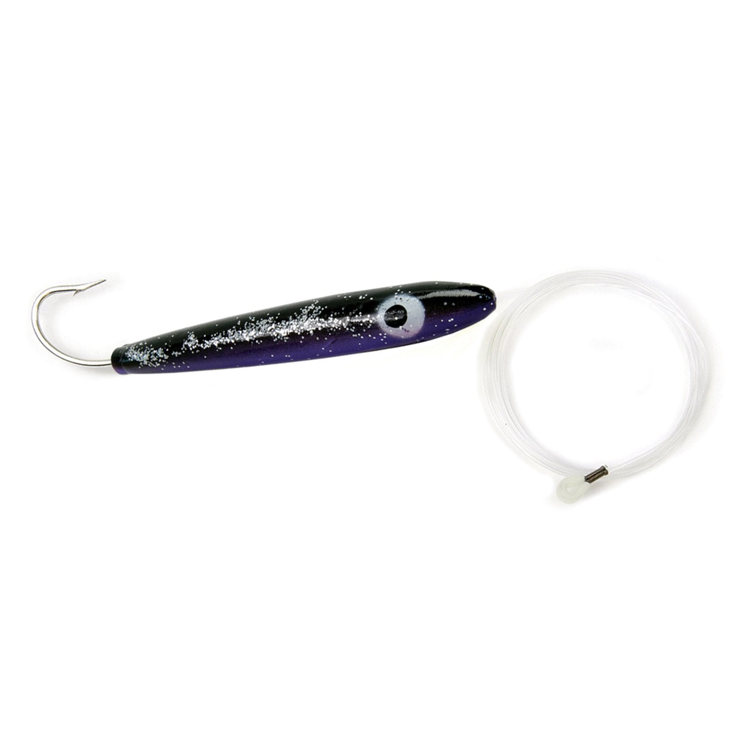 Black and purple rigged cedar plug