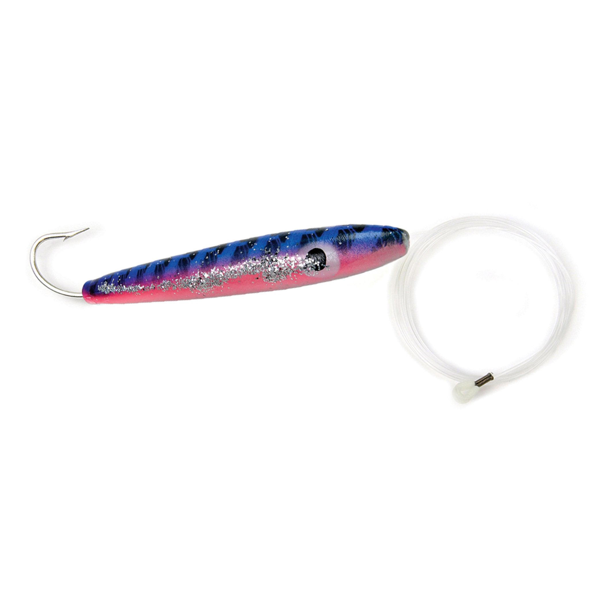 Blue and pink pearl rigged cedar plug